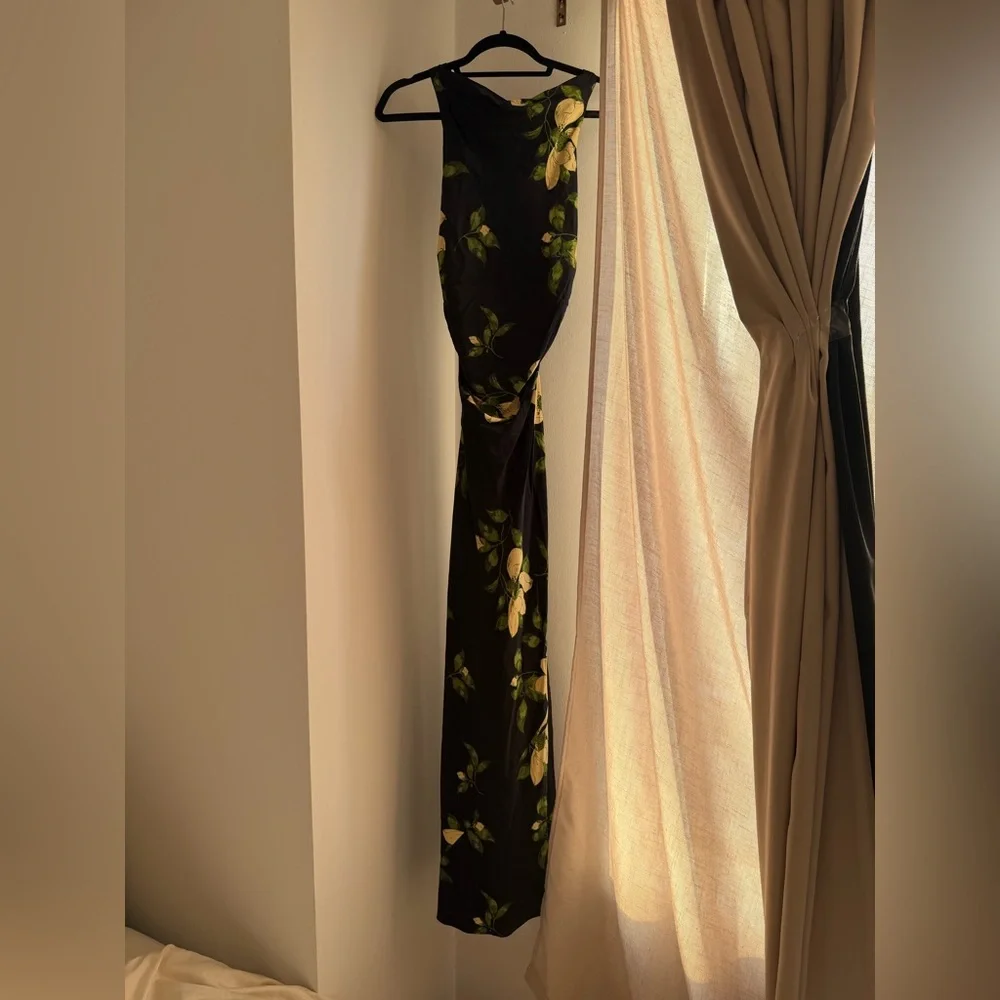 NEW Reformation Anaiis Silk Dress Black Floral Mood For Love 6 - Picture 7 of 16